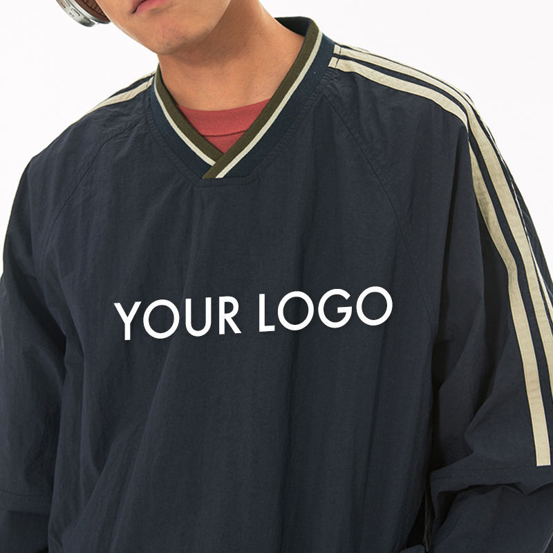 Custom Logo Vintage 100% Cotton Woven Striped V-Neck Raglan Sleeve Oversized Hoodie Sweatshirts Men,Shuliqi Apparel - Men's Clothing Wholesale Manufacturer,Custom Logo Vintage 100% Cotton Woven Striped V-Neck Raglan Sleeve Oversized Hoodie Sweatshirts Men