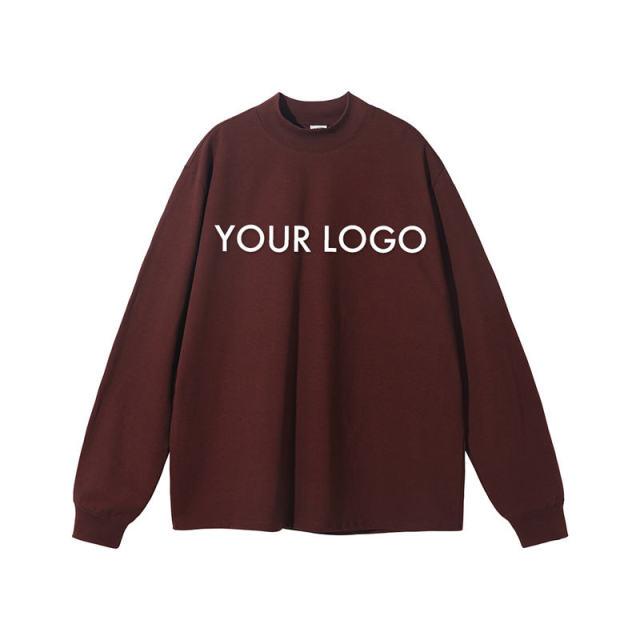 Hip Hop Streetwear Custom Logo High Quality Heavyweight Cotton Mock Neck T-Shirt Half High Neck Long Sleeve Oversized T Shirt,Shuliqi Apparel - Men's Clothing Wholesale Manufacturer,Hip Hop Streetwear Custom Logo High Quality Heavyweight Cotton Mock Neck T-Shirt Half High Neck Long Sleeve Oversized T Shirt