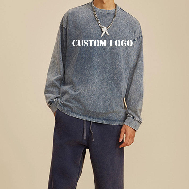 Fashion Custom Logo Printed Vintage Acid Wash T-Shirt 100% Cotton Hip Hop Long Sleeve Blank T-Shirt,Shuliqi Apparel - Men's Clothing Wholesale Manufacturer,Fashion Custom Logo Printed Vintage Acid Wash T-Shirt 100% Cotton Hip Hop Long Sleeve Blank T-Shirt