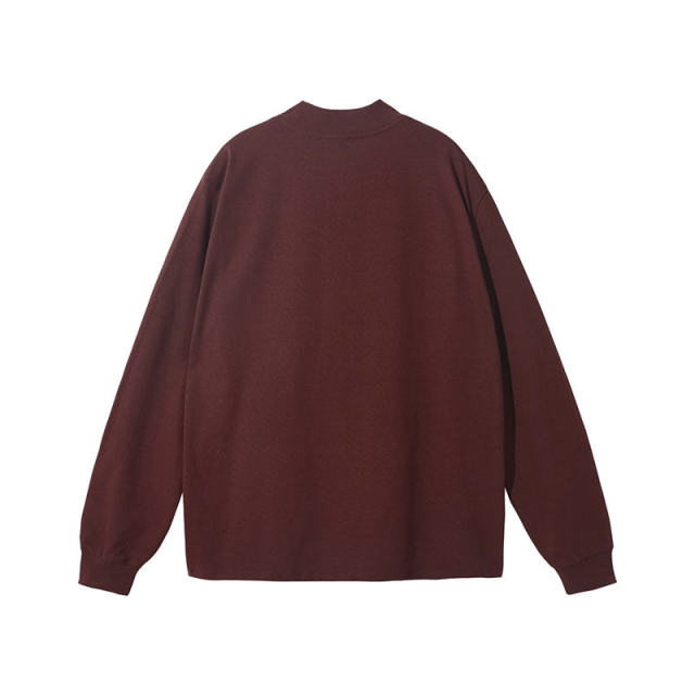 Hip Hop Streetwear Custom Logo High Quality Heavyweight Cotton Mock Neck T-Shirt Half High Neck Long Sleeve Oversized T Shirt,Shuliqi Apparel - Men's Clothing Wholesale Manufacturer,Hip Hop Streetwear Custom Logo High Quality Heavyweight Cotton Mock Neck T-Shirt Half High Neck Long Sleeve Oversized T Shirt