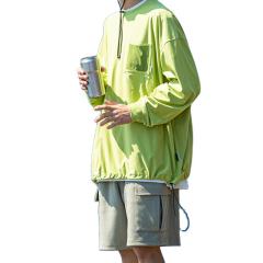 Wholesale Solid Color Sunscreen Long Sleeved T-Shirt Unisex Custom Oversized T Shirt For Men With Front Pocket,Shuliqi Apparel - Men's Clothing Wholesale Manufacturer,Wholesale Solid Color Sunscreen Long Sleeved T-Shirt Unisex Custom Oversized T Shirt For Men With Front Pocket