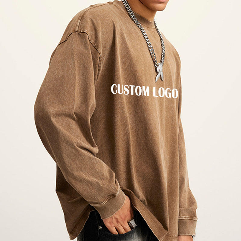 Fashion Custom Logo Printed Vintage Acid Wash T-Shirt 100% Cotton Hip Hop Long Sleeve Blank T-Shirt,Shuliqi Apparel - Men's Clothing Wholesale Manufacturer,Fashion Custom Logo Printed Vintage Acid Wash T-Shirt 100% Cotton Hip Hop Long Sleeve Blank T-Shirt