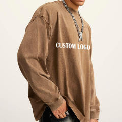 Fashion Custom Logo Printed Vintage Acid Wash T-Shirt 100% Cotton Hip Hop Long Sleeve Blank T-Shirt,Shuliqi Apparel - Men's Clothing Wholesale Manufacturer,Fashion Custom Logo Printed Vintage Acid Wash T-Shirt 100% Cotton Hip Hop Long Sleeve Blank T-Shirt
