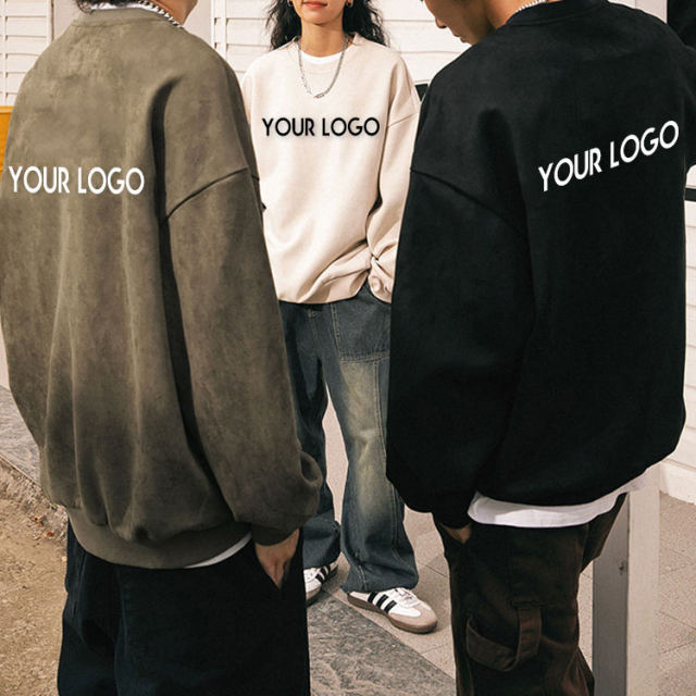 Autumn Winter Retro 3D Embossed Logo Crew Neck Drop Shoulder Men's Hip Hop Sweatshirt Heavyweight Suede Oversized Sweatshirt,Shuliqi Apparel - Men's Clothing Wholesale Manufacturer,Autumn Winter Retro 3D Embossed Logo Crew Neck Drop Shoulder Men's Hip Hop Sweatshirt Heavyweight Suede Oversized Sweatshirt