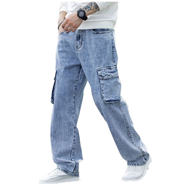 Custom Men New Fashion Acid Blue Washed Straight Leg Man Casual Flap Pocket Side Cargo Jeans,Shuliqi Apparel - Men's Clothing Wholesale Manufacturer,Custom Men New Fashion Acid Blue Washed Straight Leg Man Casual Flap Pocket Side Cargo Jeans