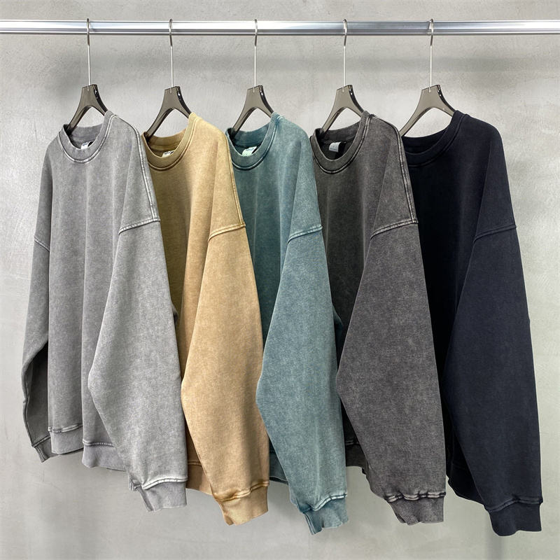 Embroidered Logo Heavy Weight French Terry Cotton Vintage Washed Crewneck Drop Shoulder Oversize Sweatshirt,Shuliqi Apparel - Men's Clothing Wholesale Manufacturer,Embroidered Logo Heavy Weight French Terry Cotton Vintage Washed Crewneck Drop Shoulder Oversize Sweatshirt