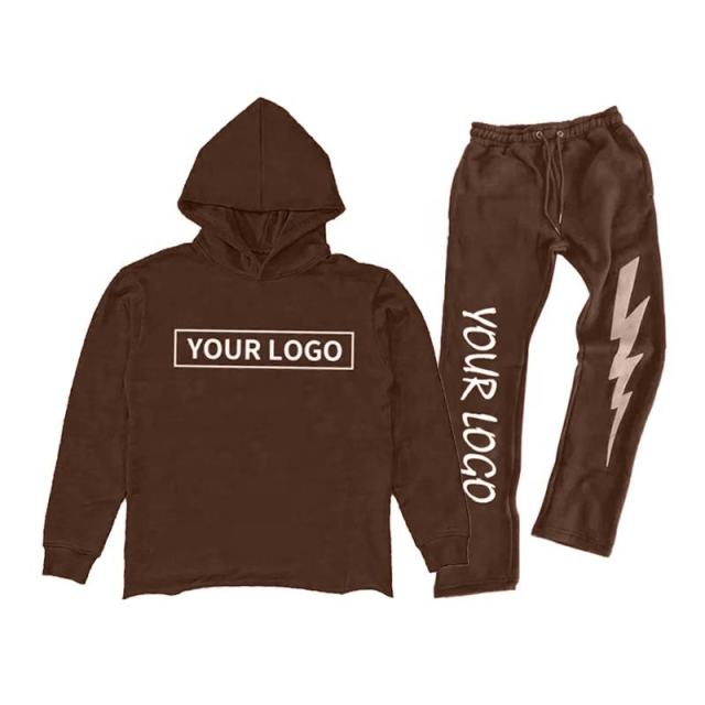 Men Stacked Sweatsuit Raw Hem Cut Edge Hoodie And Jogger Sweatpants Set Custom Logo Graphic 3D Puff Print Flared Tracksuit,Shuliqi Apparel - Men's Clothing Wholesale Manufacturer,Men Stacked Sweatsuit Raw Hem Cut Edge Hoodie And Jogger Sweatpants Set Custom Logo Graphic 3D Puff Print Flared Tracksuit