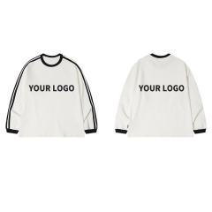 Custom Round Neck Sweatshirt 100% Cotton Reto Letter Logo Drop Shoulder Thick Long Sleeve Crewneck T shirt for men,Shuliqi Apparel - Men's Clothing Wholesale Manufacturer,Custom Round Neck Sweatshirt 100% Cotton Reto Letter Logo Drop Shoulder Thick Long Sleeve Crewneck T shirt for men