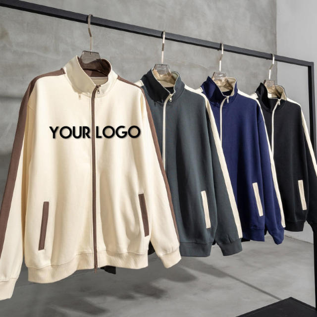 OEM Custom Embroidery Logo Unisex Blank Plain Zip Up Hoodie Side Striped Contrast 420G Cotton Sports Jacket,Shuliqi Apparel - Men's Clothing Wholesale Manufacturer,OEM Custom Embroidery Logo Unisex Blank Plain Zip Up Hoodie Side Striped Contrast 420G Cotton Sports Jacket