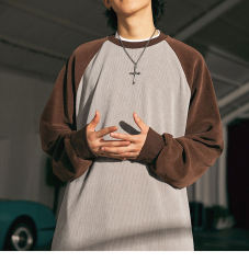 Autumn/Winter Cotton Fleece Loose Couple Raglan Sleeve Pullover Coat Custom Letter Embroidered Logo Corduroy Sweatshirt For Men,Shuliqi Apparel - Men's Clothing Wholesale Manufacturer,Autumn/Winter Cotton Fleece Loose Couple Raglan Sleeve Pullover Coat Custom Letter Embroidered Logo Corduroy Sweatshirt For Men
