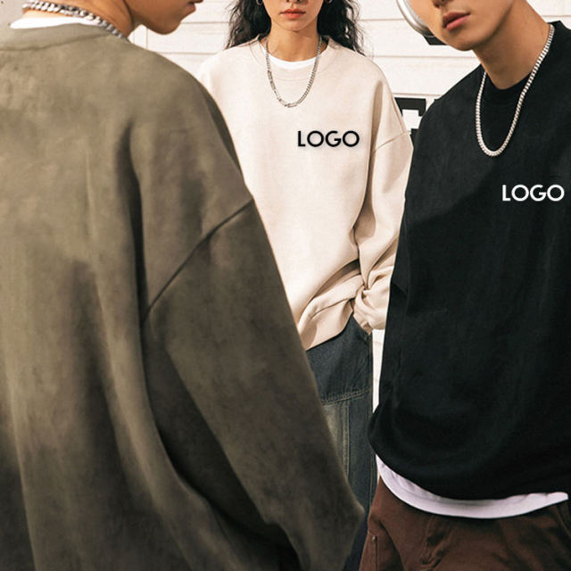 Autumn Winter Retro 3D Embossed Logo Crew Neck Drop Shoulder Men's Hip Hop Sweatshirt Heavyweight Suede Oversized Sweatshirt,Shuliqi Apparel - Men's Clothing Wholesale Manufacturer,Autumn Winter Retro 3D Embossed Logo Crew Neck Drop Shoulder Men's Hip Hop Sweatshirt Heavyweight Suede Oversized Sweatshirt