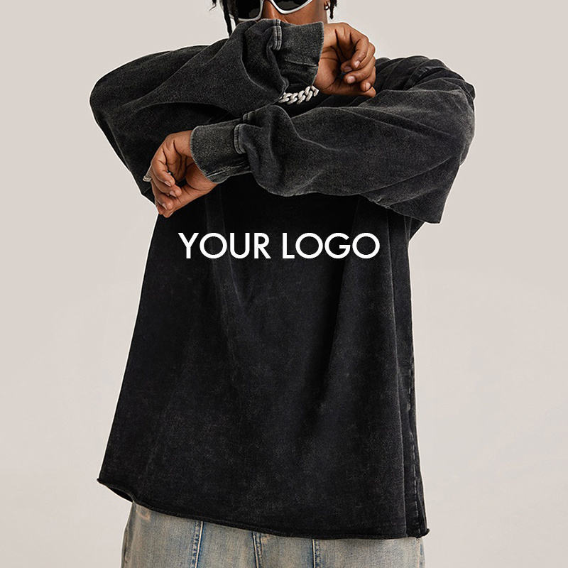 High Quality Puff Print Pullover Raw Hem Hoodies Unisex Custom Acid Wash Cut Edge Crew Neck Blank Oversized Sweatshirt,Shuliqi Apparel - Men's Clothing Wholesale Manufacturer,High Quality Puff Print Pullover Raw Hem Hoodies Unisex Custom Acid Wash Cut Edge Crew Neck Blank Oversized Sweatshirt