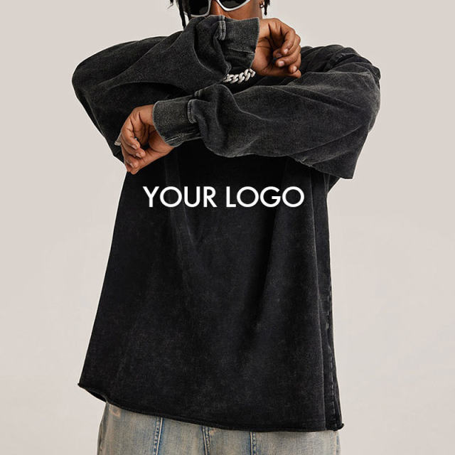 High Quality Puff Print Pullover Raw Hem Hoodies Unisex Custom Acid Wash Cut Edge Crew Neck Blank Oversized Sweatshirt,Shuliqi Apparel - Men's Clothing Wholesale Manufacturer,High Quality Puff Print Pullover Raw Hem Hoodies Unisex Custom Acid Wash Cut Edge Crew Neck Blank Oversized Sweatshirt