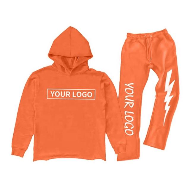 Men Stacked Sweatsuit Raw Hem Cut Edge Hoodie And Jogger Sweatpants Set Custom Logo Graphic 3D Puff Print Flared Tracksuit,Shuliqi Apparel - Men's Clothing Wholesale Manufacturer,Men Stacked Sweatsuit Raw Hem Cut Edge Hoodie And Jogger Sweatpants Set Custom Logo Graphic 3D Puff Print Flared Tracksuit