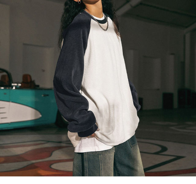 Autumn/Winter Cotton Fleece Loose Couple Raglan Sleeve Pullover Coat Custom Letter Embroidered Logo Corduroy Sweatshirt For Men,Shuliqi Apparel - Men's Clothing Wholesale Manufacturer,Autumn/Winter Cotton Fleece Loose Couple Raglan Sleeve Pullover Coat Custom Letter Embroidered Logo Corduroy Sweatshirt For Men