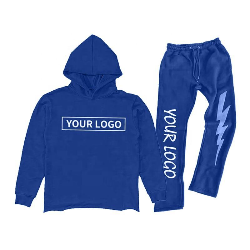 Men Stacked Sweatsuit Raw Hem Cut Edge Hoodie And Jogger Sweatpants Set Custom Logo Graphic 3D Puff Print Flared Tracksuit,Shuliqi Apparel - Men's Clothing Wholesale Manufacturer,Men Stacked Sweatsuit Raw Hem Cut Edge Hoodie And Jogger Sweatpants Set Custom Logo Graphic 3D Puff Print Flared Tracksuit