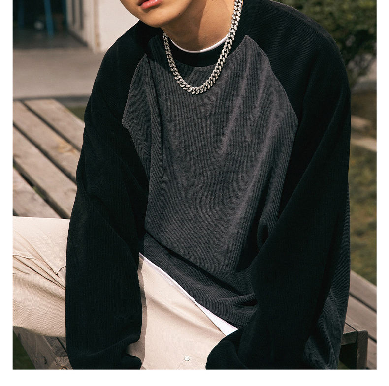 Autumn/Winter Cotton Fleece Loose Couple Raglan Sleeve Pullover Coat Custom Letter Embroidered Logo Corduroy Sweatshirt For Men,Shuliqi Apparel - Men's Clothing Wholesale Manufacturer,Autumn/Winter Cotton Fleece Loose Couple Raglan Sleeve Pullover Coat Custom Letter Embroidered Logo Corduroy Sweatshirt For Men