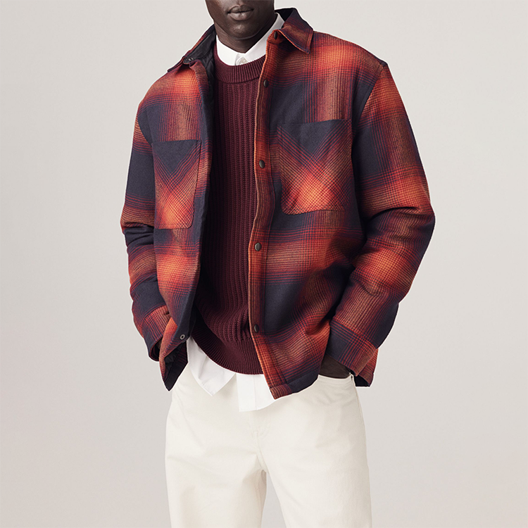 Private label OEM top quality men overshirt oversized custom LOGO warm buttons up plaid jacket for winter,Shuliqi Apparel - Men's Clothing Wholesale Manufacturer,Private label OEM top quality men overshirt oversized custom LOGO warm buttons up plaid jacket for winter