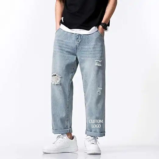 Custom Printing Men'S Casual Ripped Jeans Loose Fit Straight Leg Denim Pants Distressed Stretchy Jean Trousers With Holes,Shuliqi Apparel - Men's Clothing Wholesale Manufacturer,Custom Printing Men'S Casual Ripped Jeans Loose Fit Straight Leg Denim Pants Distressed Stretchy Jean Trousers With Holes