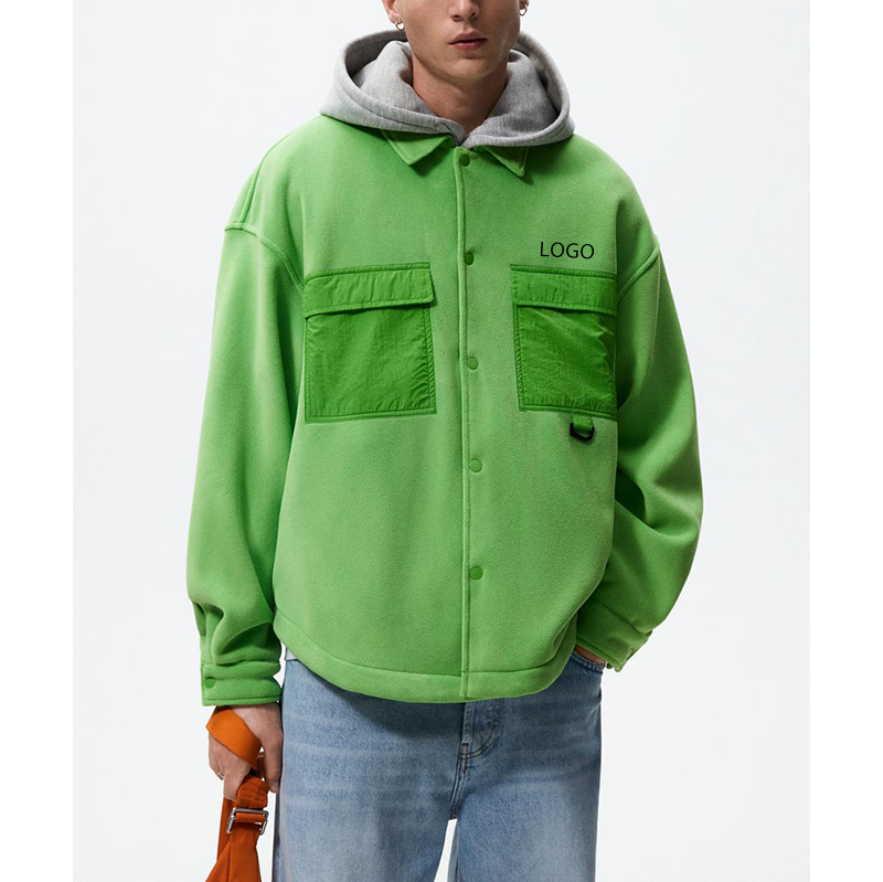 OEM custom logo high quality flap pockets button up regular fit contrast fleece overshirt men designer jacket,Shuliqi Apparel - Men's Clothing Wholesale Manufacturer,OEM custom logo high quality flap pockets button up regular fit contrast fleece overshirt men designer jacket