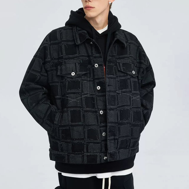 Wholesale custom all over printing contrasting color turn down collar button up men designer denim jacket,Shuliqi Apparel - Men's Clothing Wholesale Manufacturer,Wholesale custom all over printing contrasting color turn down collar button up men designer denim jacket