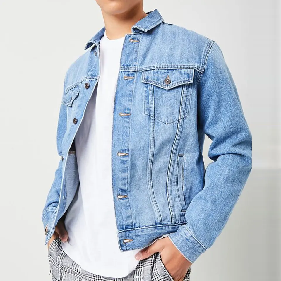 Wholesale Price Men Casual Outwear Custom Logo Stand Neck Long Sleeve Buttons Front Light Washed Denim Jacket,Shuliqi Apparel - Men's Clothing Wholesale Manufacturer,Wholesale Price Men Casual Outwear Custom Logo Stand Neck Long Sleeve Buttons Front Light Washed Denim Jacket