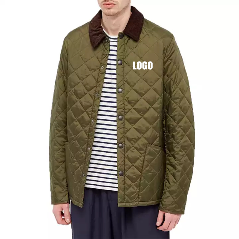 Winter custom logo corduroy collar lightweight button up windproof plus size men quilted jacket,Shuliqi Apparel - Men's Clothing Wholesale Manufacturer,Winter custom logo corduroy collar lightweight button up windproof plus size men quilted jacket