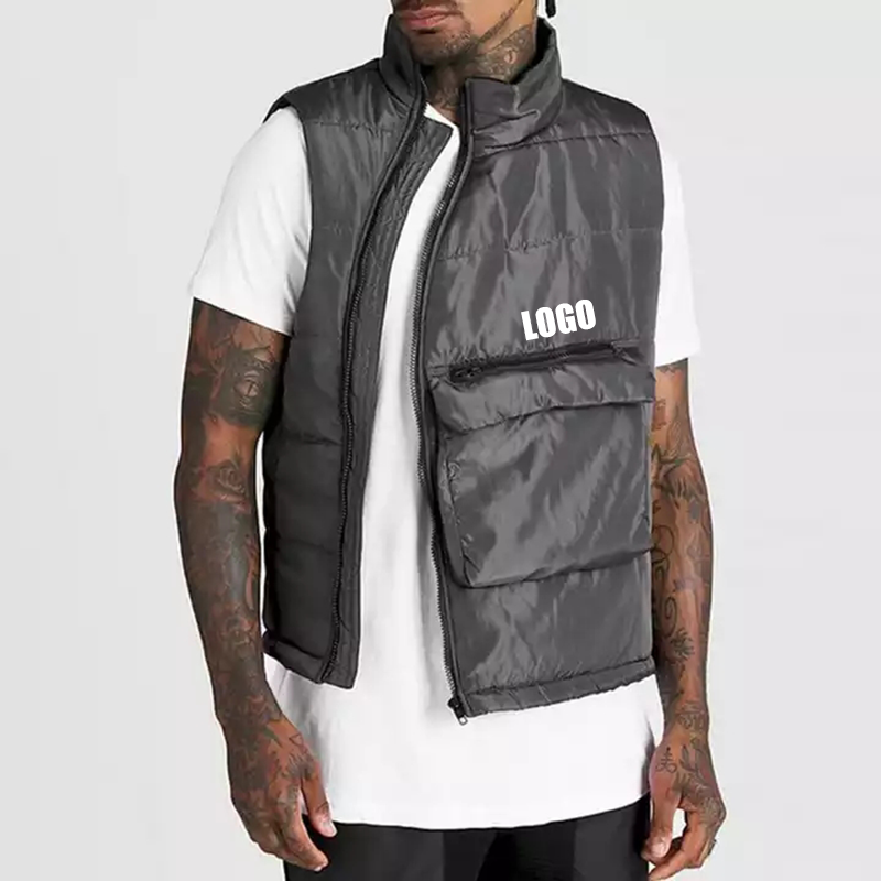 OEM custom design wholesale irregular zip up stand collar water repellent quilted vest plus sized men down vest,Shuliqi Apparel - Men's Clothing Wholesale Manufacturer,OEM custom design wholesale irregular zip up stand collar water repellent quilted vest plus sized men down vest
