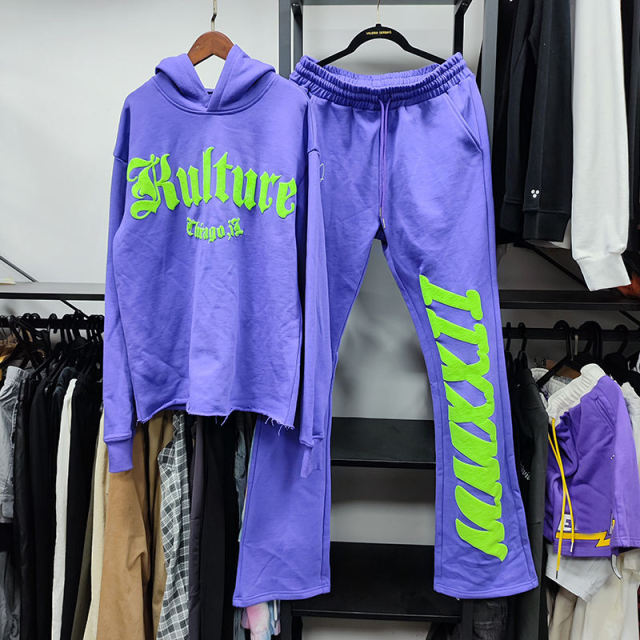 Streetwear mens slim fit tracksuit custom sweat suits high quality sweatsuits stacked hoodie and jogger set,Shuliqi Apparel - Men's Clothing Wholesale Manufacturer,Streetwear mens slim fit tracksuit custom sweat suits high quality sweatsuits stacked hoodie and jogger set