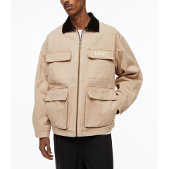 OEM Custom Logo 100% Canvas Cotton Multi Pockets Zip Up Corduroy Collar Men Casual Work Jacket,Shuliqi Apparel - Men's Clothing Wholesale Manufacturer,OEM Custom Logo 100% Canvas Cotton Multi Pockets Zip Up Corduroy Collar Men Casual Work Jacket