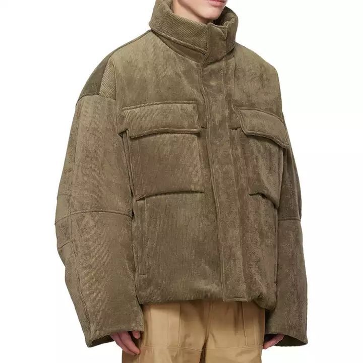 Factory wholesale custom high quality corduroy stand collar flap pocket plus size men designer jacket,Shuliqi Apparel - Men's Clothing Wholesale Manufacturer,Factory wholesale custom high quality corduroy stand collar flap pocket plus size men designer jacket