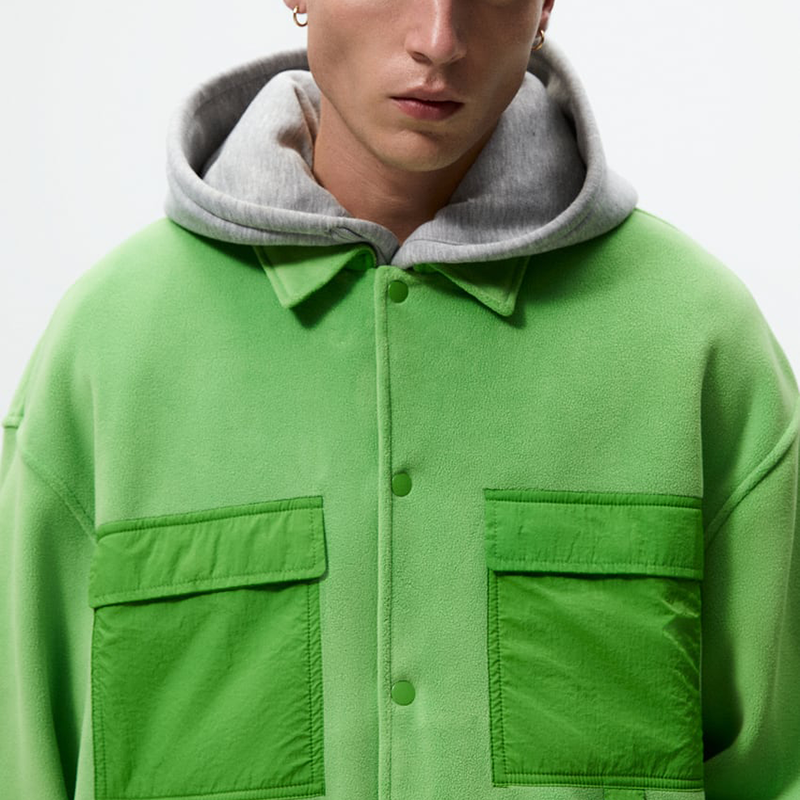 OEM custom logo high quality flap pockets button up regular fit contrast fleece overshirt men designer jacket,Shuliqi Apparel - Men's Clothing Wholesale Manufacturer,OEM custom logo high quality flap pockets button up regular fit contrast fleece overshirt men designer jacket