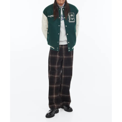 Wholesale custom logo chenille patch embroidery button up contrasting color letterman baseball jacket,Shuliqi Apparel - Men's Clothing Wholesale Manufacturer,Wholesale custom logo chenille patch embroidery button up contrasting color letterman baseball jacket