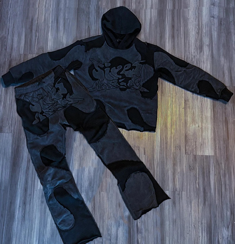 Custom Vintage Heavy Cotton Puff Printing Flared Raw Hem Hoodie Jogger Set Cropped Hoodie And Flare Pants,Shuliqi Apparel - Men's Clothing Wholesale Manufacturer,Custom Vintage Heavy Cotton Puff Printing Flared Raw Hem Hoodie Jogger Set Cropped Hoodie And Flare Pants