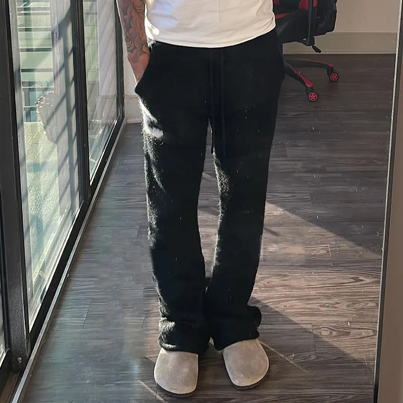 Winter Streetwear High Quality Mohair Flare Bottom SweatPants Unisex Drawstring Long Streetwear Flared Mohair Pants For Men,Shuliqi Apparel - Men's Clothing Wholesale Manufacturer,Winter Streetwear High Quality Mohair Flare Bottom SweatPants Unisex Drawstring Long Streetwear Flared Mohair Pants For Men