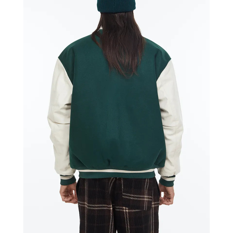Wholesale custom logo chenille patch embroidery button up contrasting color letterman baseball jacket,Shuliqi Apparel - Men's Clothing Wholesale Manufacturer,Wholesale custom logo chenille patch embroidery button up contrasting color letterman baseball jacket