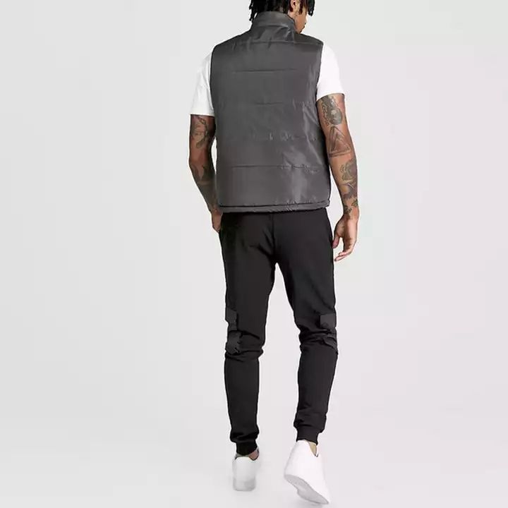 OEM custom design wholesale irregular zip up stand collar water repellent quilted vest plus sized men down vest,Shuliqi Apparel - Men's Clothing Wholesale Manufacturer,OEM custom design wholesale irregular zip up stand collar water repellent quilted vest plus sized men down vest