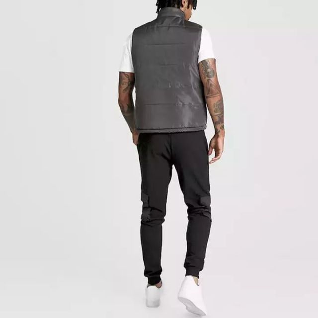 OEM custom design wholesale irregular zip up stand collar water repellent quilted vest plus sized men down vest,Shuliqi Apparel - Men's Clothing Wholesale Manufacturer,OEM custom design wholesale irregular zip up stand collar water repellent quilted vest plus sized men down vest