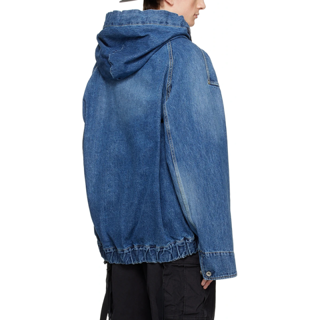 Factory Wholesale Custom Logo 100% Cotton Two Way Zip Up Patch Pockets Hooded Jacket Washed Blue Layered Denim Jacket,Shuliqi Apparel - Men's Clothing Wholesale Manufacturer,Factory Wholesale Custom Logo 100% Cotton Two Way Zip Up Patch Pockets Hooded Jacket Washed Blue Layered Denim Jacket