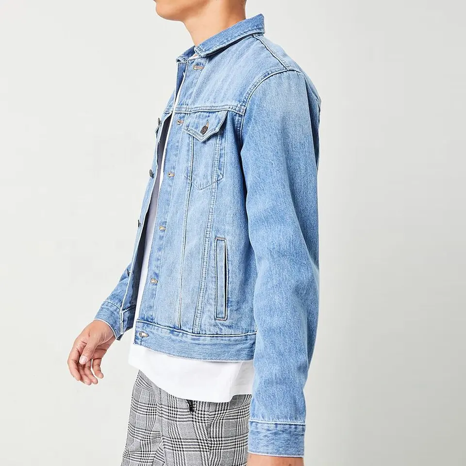 Wholesale Price Men Casual Outwear Custom Logo Stand Neck Long Sleeve Buttons Front Light Washed Denim Jacket,Shuliqi Apparel - Men's Clothing Wholesale Manufacturer,Wholesale Price Men Casual Outwear Custom Logo Stand Neck Long Sleeve Buttons Front Light Washed Denim Jacket