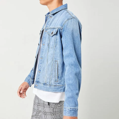 Wholesale Price Men Casual Outwear Custom Logo Stand Neck Long Sleeve Buttons Front Light Washed Denim Jacket,Shuliqi Apparel - Men's Clothing Wholesale Manufacturer,Wholesale Price Men Casual Outwear Custom Logo Stand Neck Long Sleeve Buttons Front Light Washed Denim Jacket