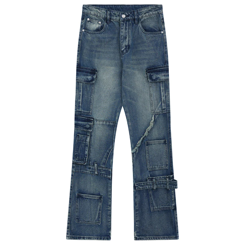 Custom Wholesale 100% Cotton High Quality Stylish Vintage Hip Hop Skinny Fit Patches Flare Stacked Denim Jeans,Shuliqi Apparel - Men's Clothing Wholesale Manufacturer,Custom Wholesale 100% Cotton High Quality Stylish Vintage Hip Hop Skinny Fit Patches Flare Stacked Denim Jeans