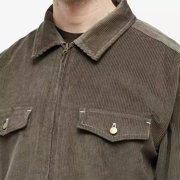 OEM custom logo corduroy flap pockets regular fit zip up turn down collar men casual work jacket,Shuliqi Apparel - Men's Clothing Wholesale Manufacturer,OEM custom logo corduroy flap pockets regular fit zip up turn down collar men casual work jacket