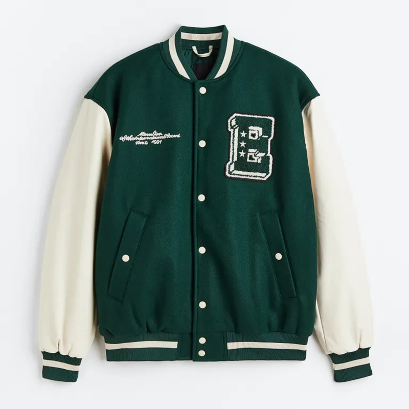 Wholesale custom logo chenille patch embroidery button up contrasting color letterman baseball jacket,Shuliqi Apparel - Men's Clothing Wholesale Manufacturer,Wholesale custom logo chenille patch embroidery button up contrasting color letterman baseball jacket