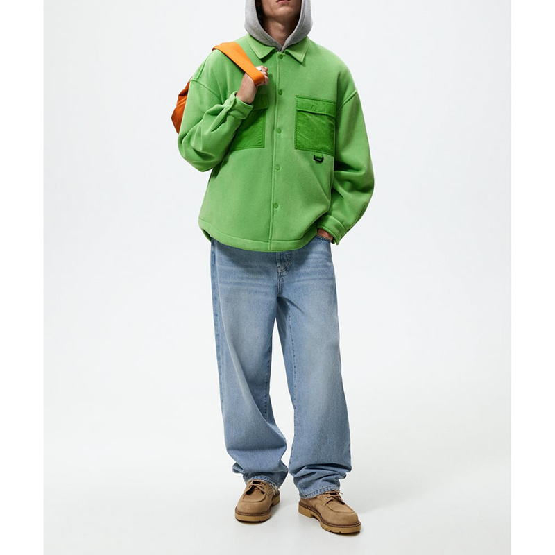 OEM custom logo high quality flap pockets button up regular fit contrast fleece overshirt men designer jacket,Shuliqi Apparel - Men's Clothing Wholesale Manufacturer,OEM custom logo high quality flap pockets button up regular fit contrast fleece overshirt men designer jacket