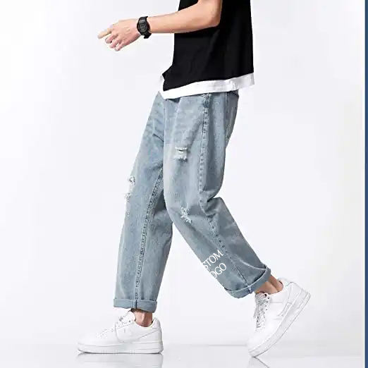 Custom Printing Men'S Casual Ripped Jeans Loose Fit Straight Leg Denim Pants Distressed Stretchy Jean Trousers With Holes,Shuliqi Apparel - Men's Clothing Wholesale Manufacturer,Custom Printing Men'S Casual Ripped Jeans Loose Fit Straight Leg Denim Pants Distressed Stretchy Jean Trousers With Holes