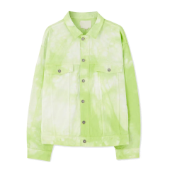 Hot Sale Street Outwear Neon Green Stand Neck Men Unlined Buttons Design Long Sleeve Tie Dyed Denim Jacket,Shuliqi Apparel - Men's Clothing Wholesale Manufacturer,Hot Sale Street Outwear Neon Green Stand Neck Men Unlined Buttons Design Long Sleeve Tie Dyed Denim Jacket