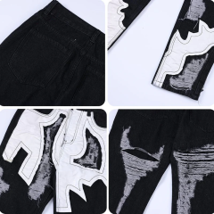 Custom Hip Hop Ripped Homme Fashion Straight Loose Flare Stacked Denim Jeans Patch Cargo Work Luxury Jeans Men,Shuliqi Apparel - Men's Clothing Wholesale Manufacturer,Custom Hip Hop Ripped Homme Fashion Straight Loose Flare Stacked Denim Jeans Patch Cargo Work Luxury Jeans Men