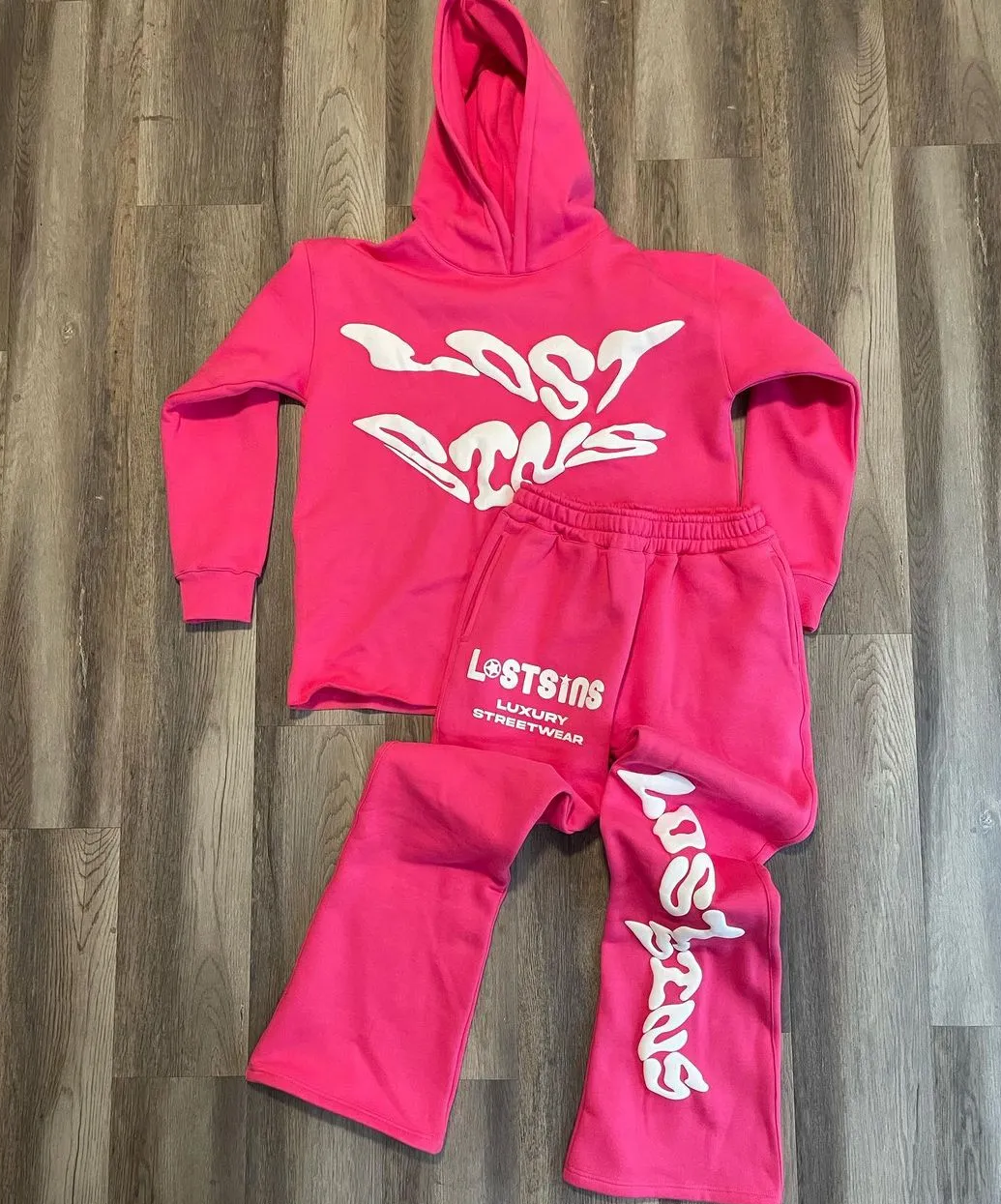 Custom 100% Cotton Youth Casual Flared Jogger Track Suit Set Puff Printing Stacked Sweat Pants With Hoodie,Shuliqi Apparel - Men's Clothing Wholesale Manufacturer,Custom 100% Cotton Youth Casual Flared Jogger Track Suit Set Puff Printing Stacked Sweat Pants With Hoodie