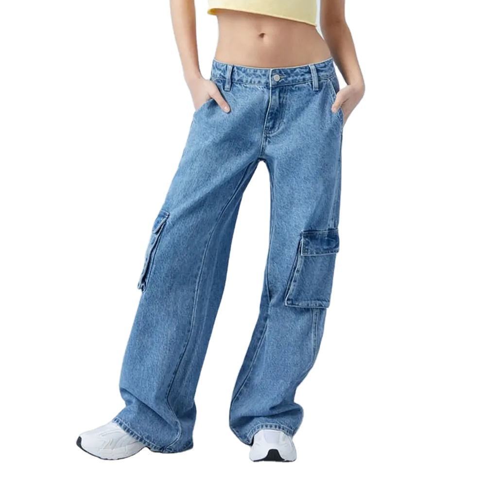 Custom Womens Jeans Loose Low-rise Overalls Large Pockets Wide Legs Simple Fashionable Everyday Women's Pants,Shuliqi Apparel - Men's Clothing Wholesale Manufacturer,Custom Womens Jeans Loose Low-rise Overalls Large Pockets Wide Legs Simple Fashionable Everyday Women's Pants